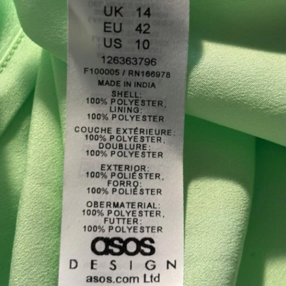 ASOS Design NWT Women's Light Green Mini Dress Size 10 - Picture 6 of 6